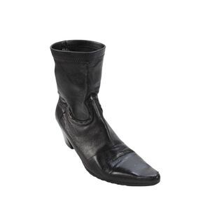 Warren Edwards Womens Leather Pointed Toe Cowboy Ankle Boots Black Size 38 8